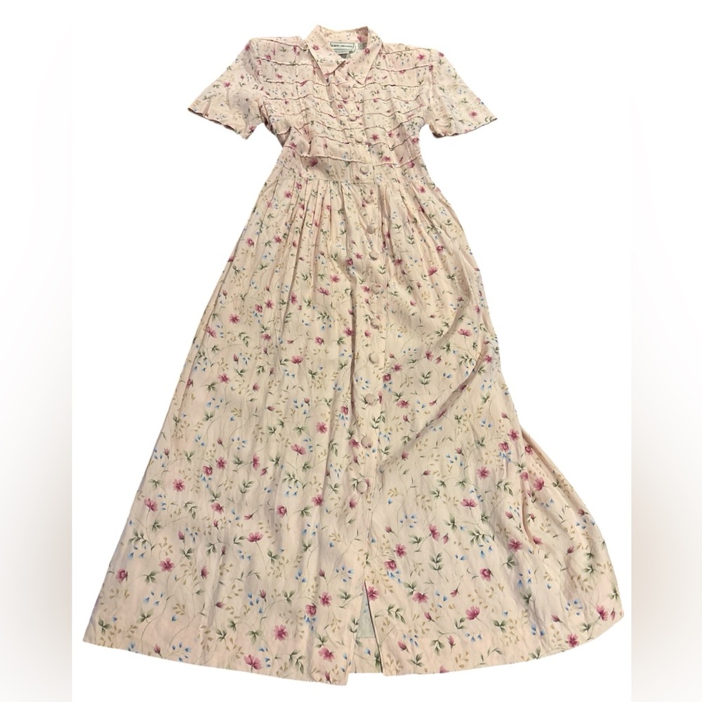 Karin Stevens Pink Floral Dress Womens 12 Vintage  Flowy Cottagecore Ethereal